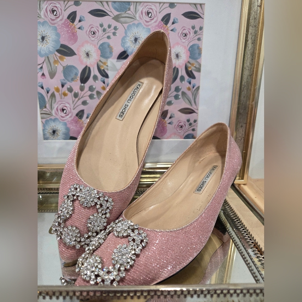 Sparkling Pink Flats with Crystal Embellishments EU 38 (US 7-7.5)